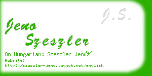 jeno szeszler business card